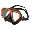 TUSA Intega dive mask with Energy Orange trim and black skirt