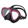TUSA Intega dive mask with rose pink trim and black skirt