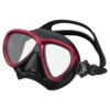 TUSA Intega dive mask with metallic dark red trim and black skirt