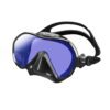 TUSA Zensee Pro black dive mask showing the split strap and side buckle