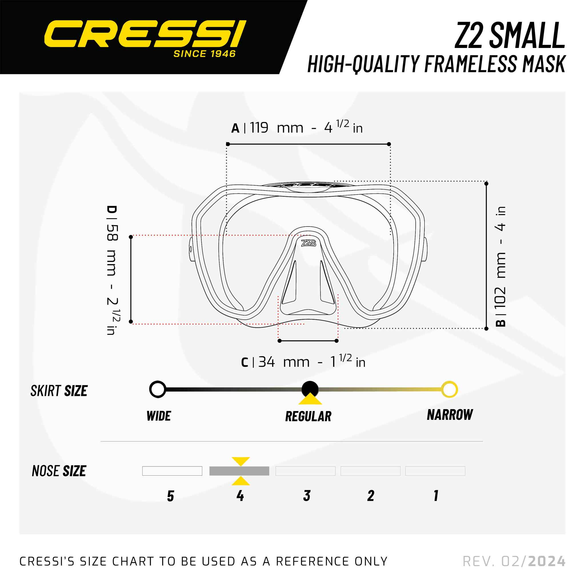 Cressi Z2 Small Size Guide