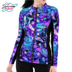 Spacefish Army Eco-Friendly Full Zip Cosmic Whale Rash Guard