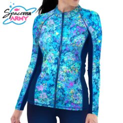 Spacefish Army Full Zip Up Turtle Tie Dye Rash Guard