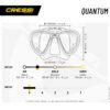 Cressi Quantum mask manufacturer skirt fit, nose area and dimension chart