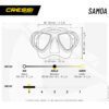 Cressi Samoa mask manufacturer skirt fit, nose area and dimension chart
