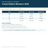 Cressi Elettra Women’s BCD size chart with measurements in centimetres