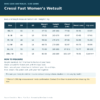 Cressi Fast Women’s Wetsuit size chart with measurements in centimetres