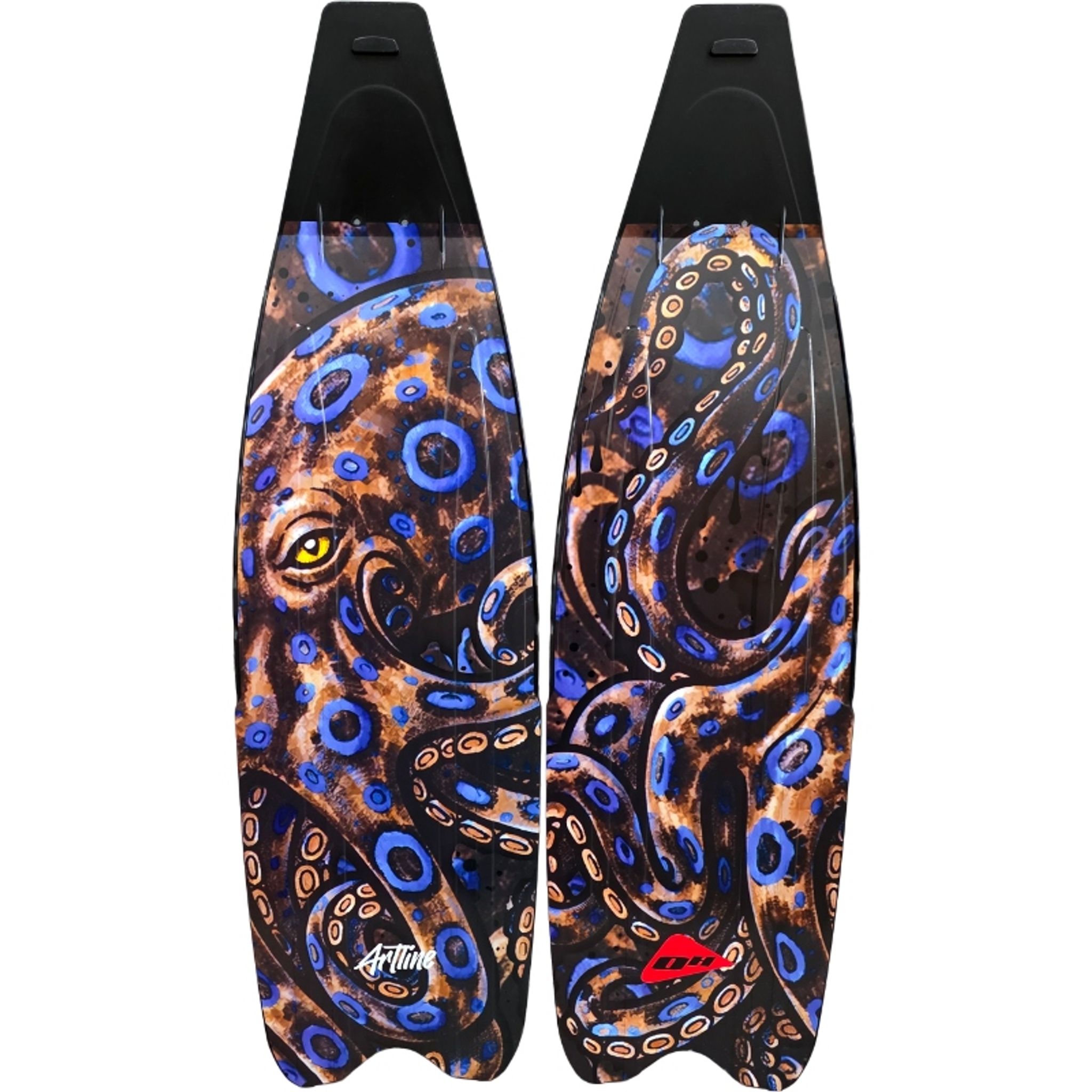 Ocean Hunter Artline Ambush replacement fin blades with Blue Ring octopus artwork
